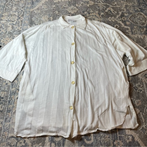 White Button-Up Shirt Seaside Coverup - Picture 1 of 5